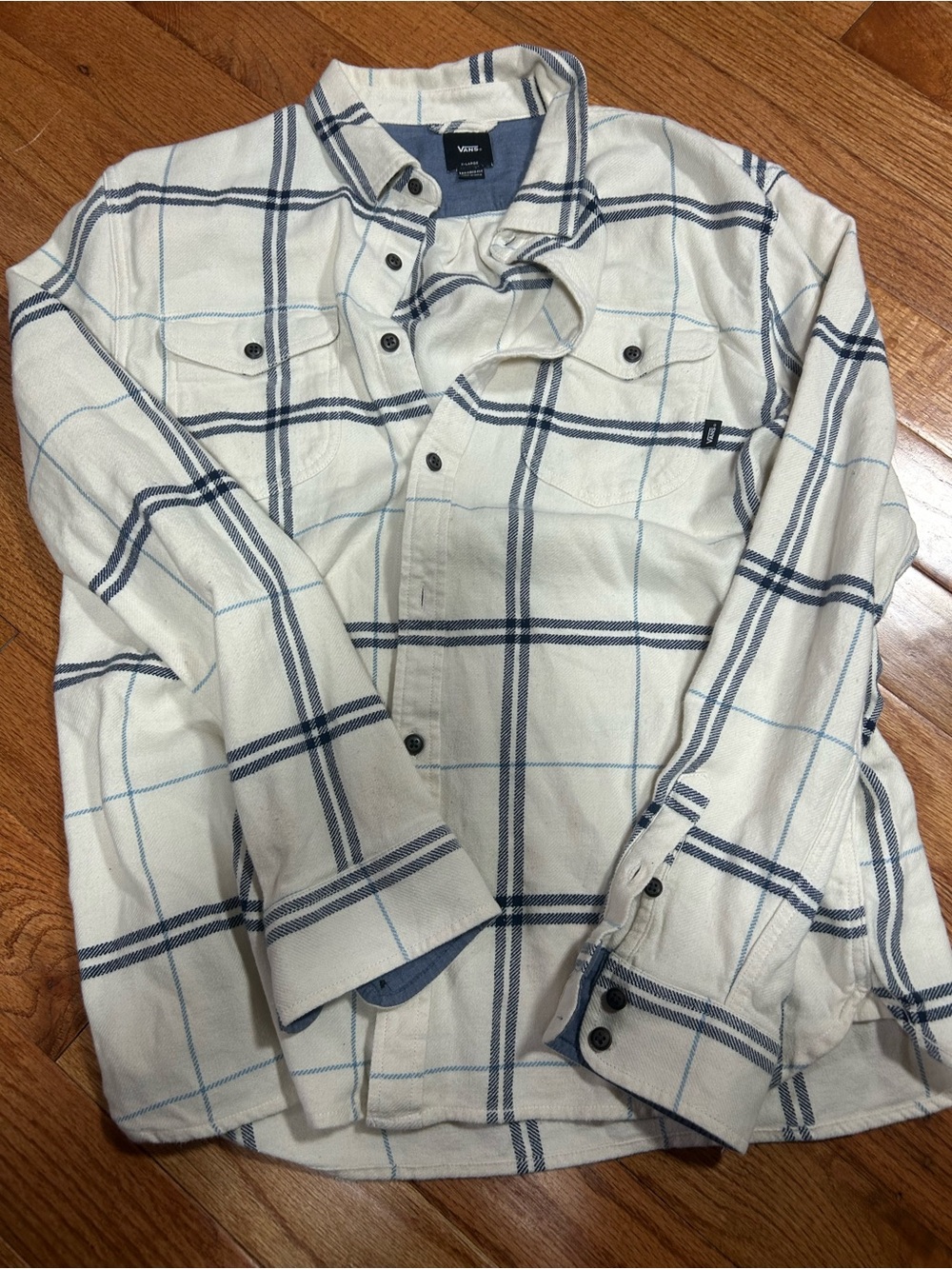 Vans White and Navy Plaid Shirt Jacket